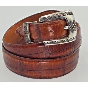 Brighton Onyx Vtg 1993 Brown Alpine Croc Alligator Leather Belt 12506 Men's 38